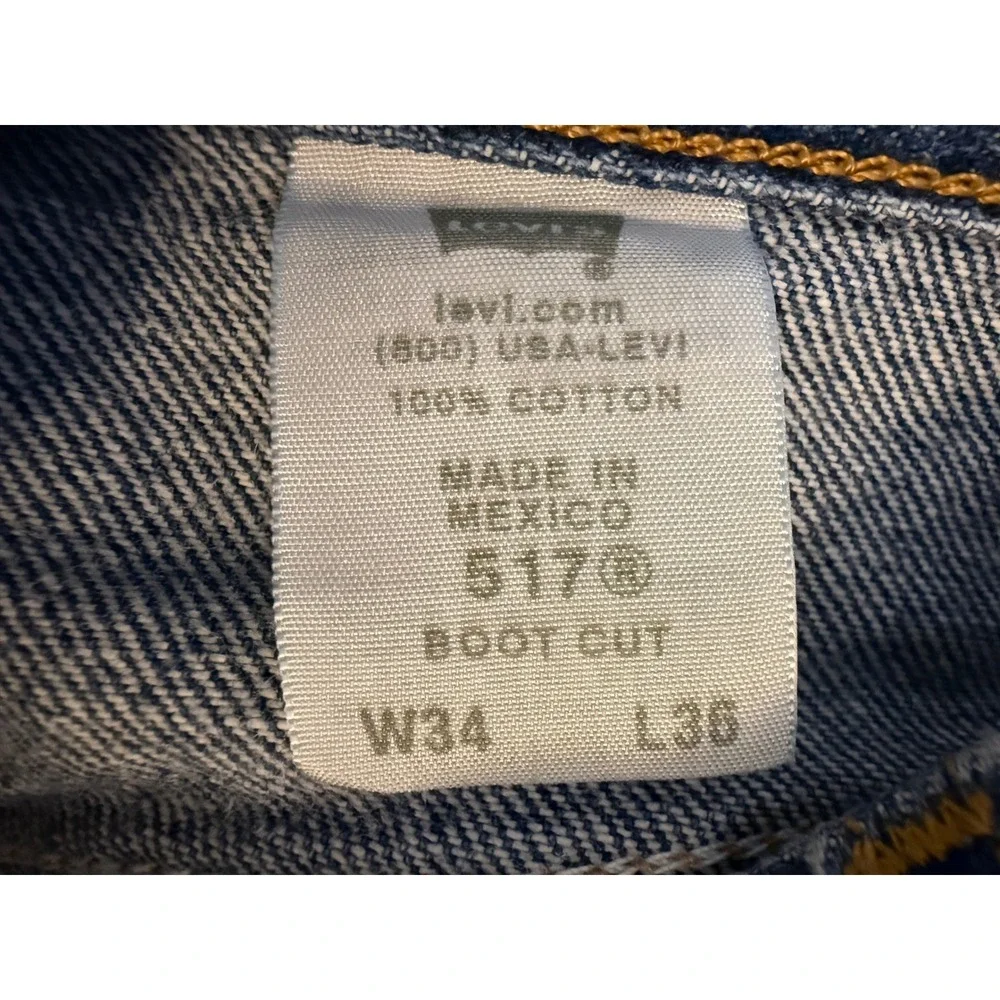 Levi's 517 Bootcut Jeans Mens W34 L36 Blue Red Tab Y2K Vintage Denim